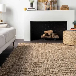 Kirklands Home Hand Woven Looped Natural Jute Area Rug, 9x12 Tan