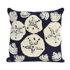 Online Kirklands Home Handhooked Navy Sand Dollar Outdoor Throw Pillow
