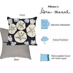Online Kirklands Home Handhooked Navy Sand Dollar Outdoor Throw Pillow