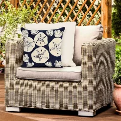 Online Kirklands Home Handhooked Navy Sand Dollar Outdoor Throw Pillow