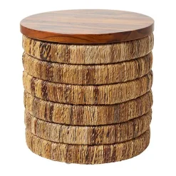 Hot Kirklands Home Handmade Seagrass Round Accent Table Brown