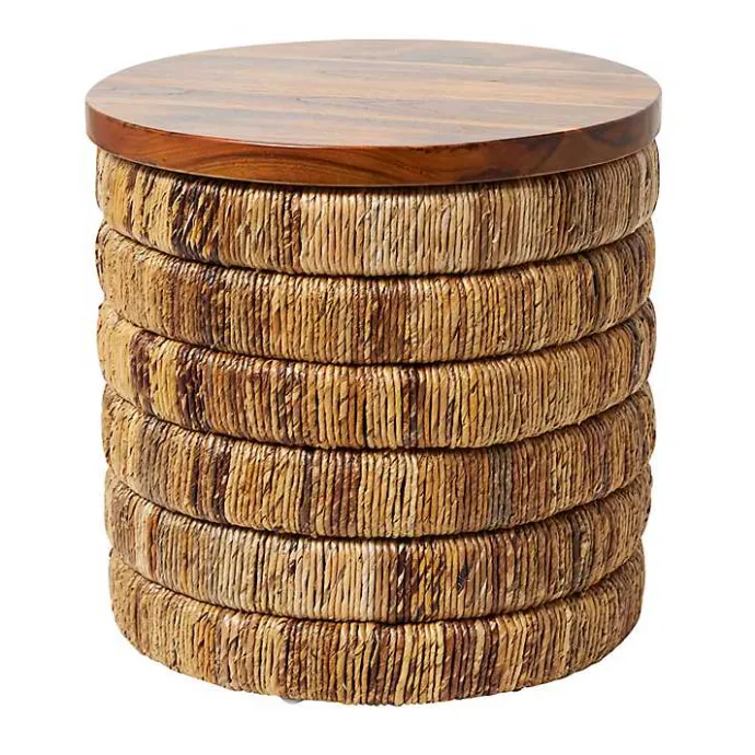 Hot Kirklands Home Handmade Seagrass Round Accent Table Brown