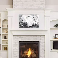 Sale Kirklands Home Happy Dreams Dog Giclee Canvas Art Print, 26x18 Gray