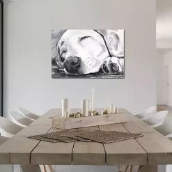 New Kirklands Home Happy Dreams Dog Giclee Canvas Art Print, 40x26 Gray