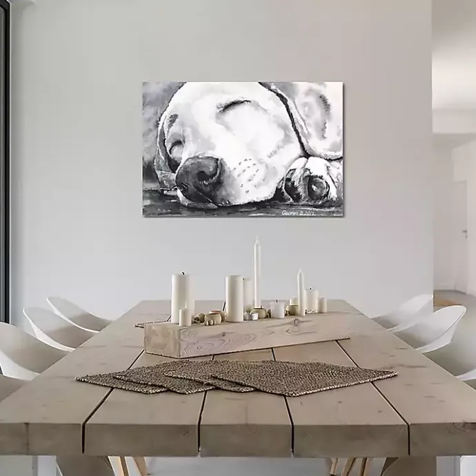 New Kirklands Home Happy Dreams Dog Giclee Canvas Art Print, 40x26 Gray