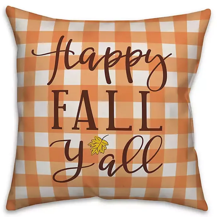 Sale Kirklands Home Happy Fall Y'all Double Sided Outdoor Pillow Orange