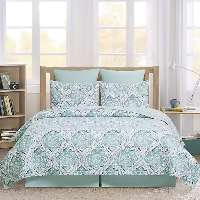 Outlet Kirklands Home Harlen Mosaic 3-pc. King Quilt Set Blue