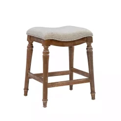 Kirklands Home Hazelnut Upholstered Curved Seat Counter Stool Gray