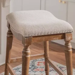 Kirklands Home Hazelnut Upholstered Curved Seat Counter Stool Gray