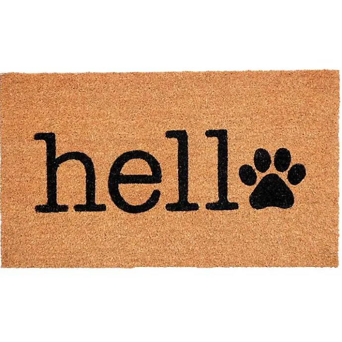 Kirklands Home Hello Black Paw Print Doormat