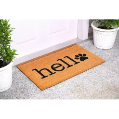 Kirklands Home Hello Black Paw Print Doormat