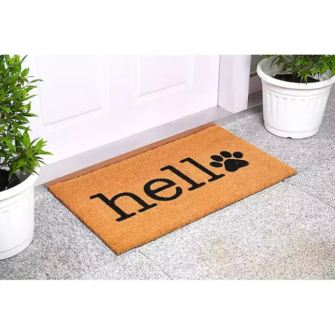 Kirklands Home Hello Black Paw Print Doormat