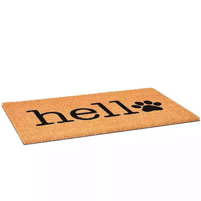 Kirklands Home Hello Black Paw Print Doormat