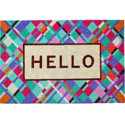 Hot Kirklands Home Hello Colorful Diamond Doormat Blue