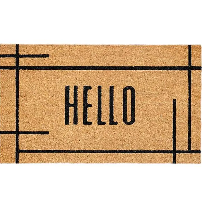 Kirklands Home Hello Natural Linear Doormat Brown