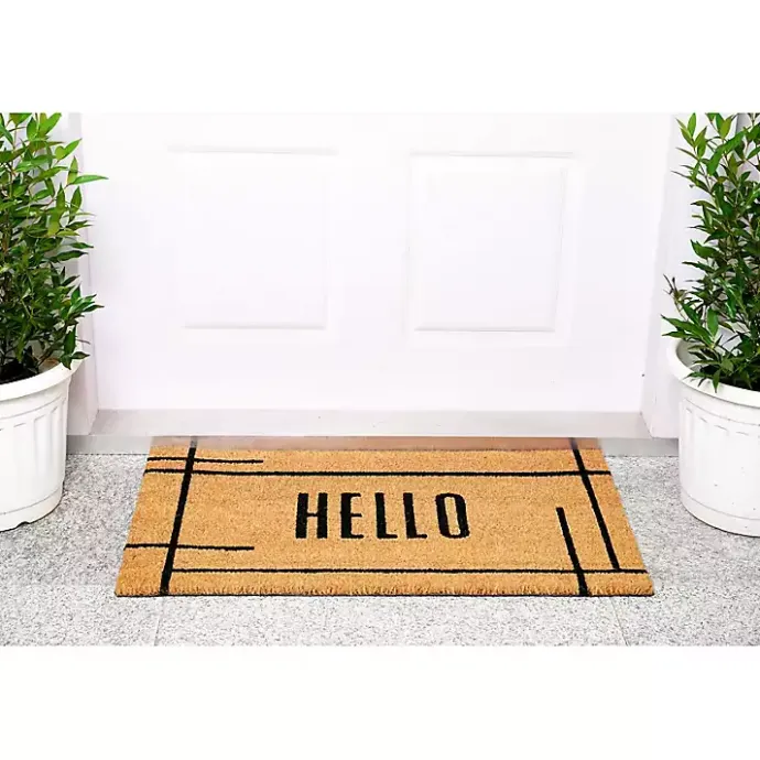 Kirklands Home Hello Natural Linear Doormat Brown
