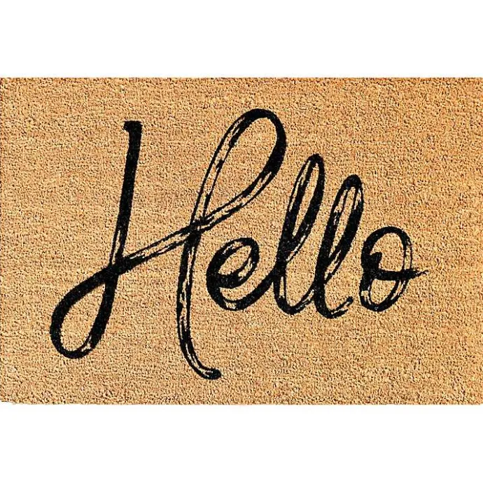 New Kirklands Home Hello Script Natural Doormat Brown