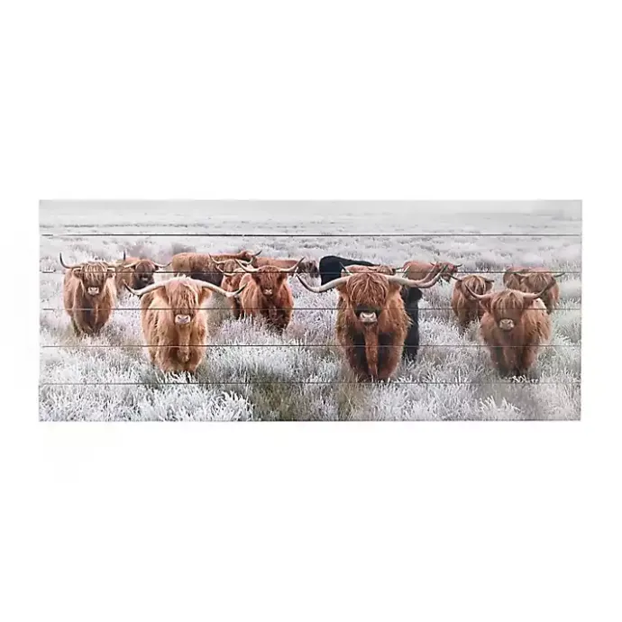 Outlet Kirklands Home Highland Herd Wood Art Print, 45x19 in.