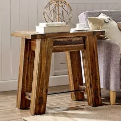 Online Kirklands Home Honey Acacia Rustic Accent Table Tan