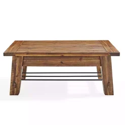 Discount Kirklands Home Honey Acacia Wood Coffee Table with Metal Bars Tan