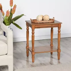 New Kirklands Home Honey Wood Sybil Accent Table Brown