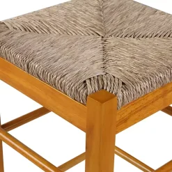 Outlet Kirklands Home Honey Wood and Woven Rush Counter Stool Tan