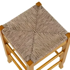 Outlet Kirklands Home Honey Wood and Woven Rush Counter Stool Tan