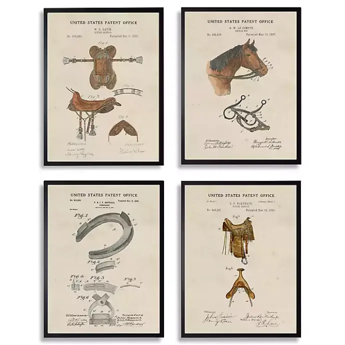 Discount Kirklands Home Horse Patents Framed Art Prints, Set of 4