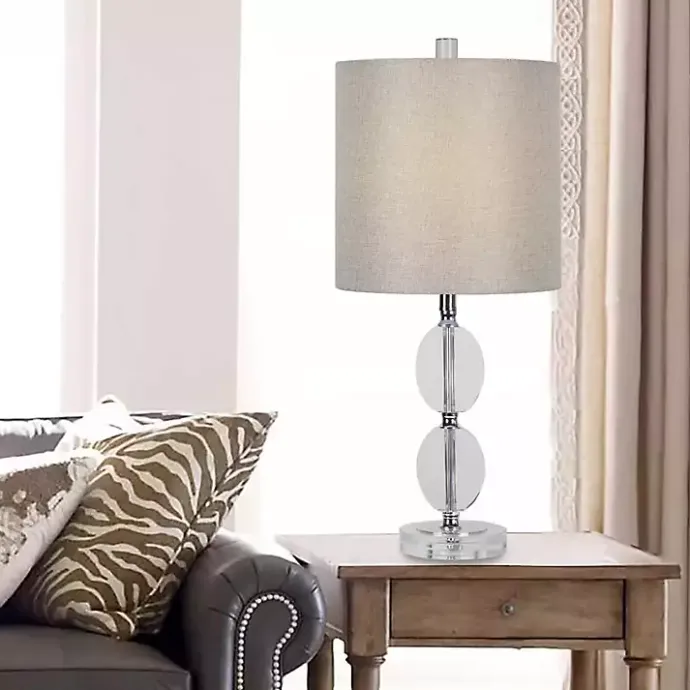 Discount Kirklands Home Hourglass Crystal and Silver Metal Table Lamp