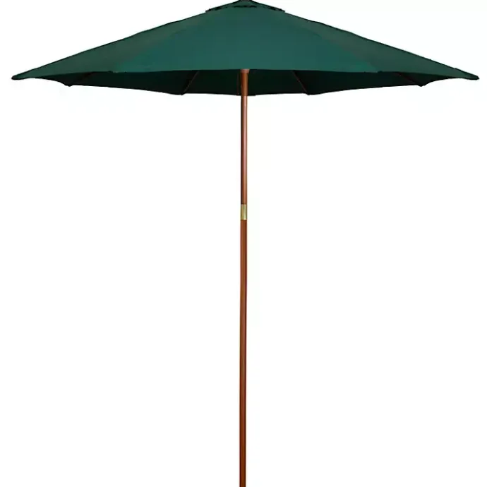 Hot Kirklands Home Hunter 8 ft. Wooden Pulley Umbrella Green