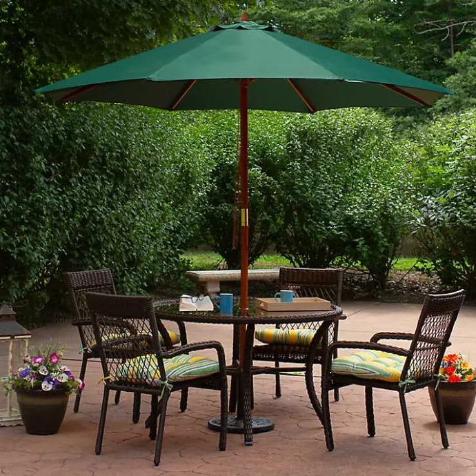 Hot Kirklands Home Hunter 8 ft. Wooden Pulley Umbrella Green