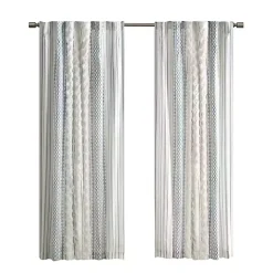 Kirklands Home Imani Chenille Stripe Curtain Panel, 84 in. Blue
