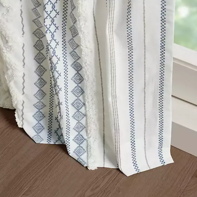 Kirklands Home Imani Chenille Stripe Curtain Panel, 84 in. Blue