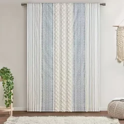 Discount Kirklands Home Imani Chenille Stripe Curtain Panel, 95 in. Blue