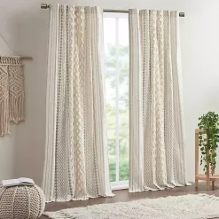 Online Kirklands Home Imani Cream Chenille Stripe Curtain Panel, 95 in. Ivory