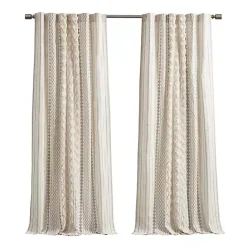 Online Kirklands Home Imani Cream Chenille Stripe Curtain Panel, 95 in. Ivory