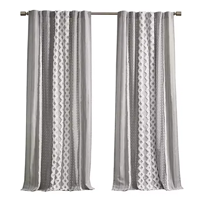 Outlet Kirklands Home Imani Chenille Stripe Curtain Panel, 95 in. Gray