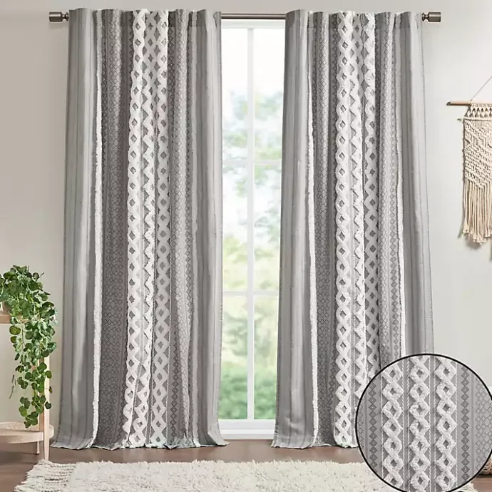 Outlet Kirklands Home Imani Chenille Stripe Curtain Panel, 95 in. Gray