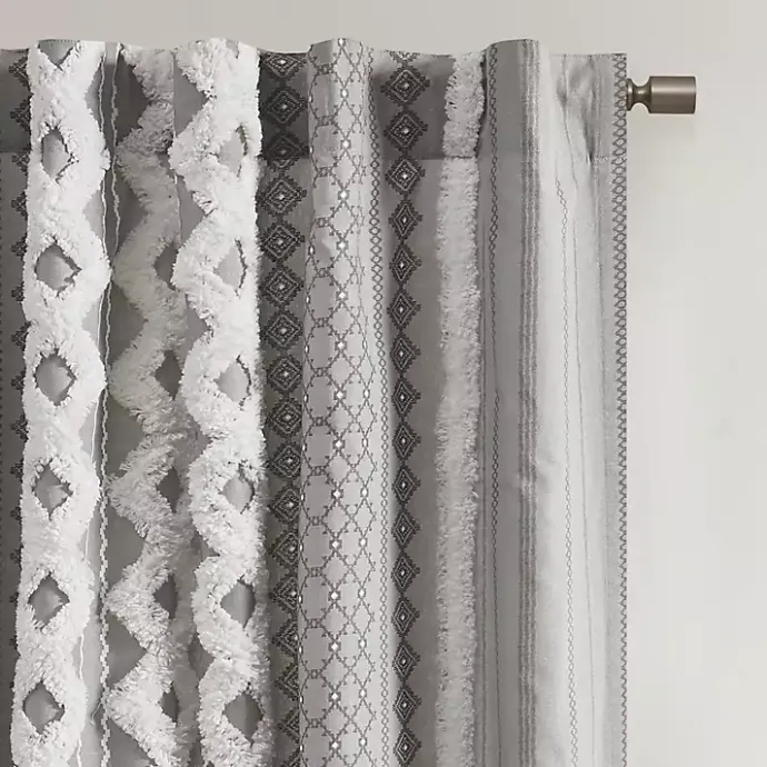 Outlet Kirklands Home Imani Chenille Stripe Curtain Panel, 95 in. Gray
