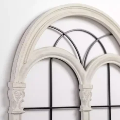 Kirklands Home Imogen White Arched Windowpane Wall Plaque