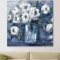 Online Kirklands Home Indigo and White Blooms Giclee Canvas Art Print