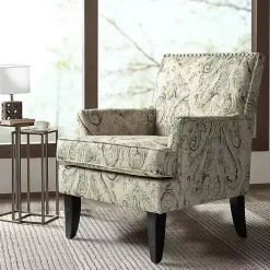 Best Kirklands Home Indigo and Yellow Floral Upholstered Accent Chair