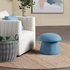 Sale Kirklands Home Indigo Boucle Mushroom Storage Ottoman Blue