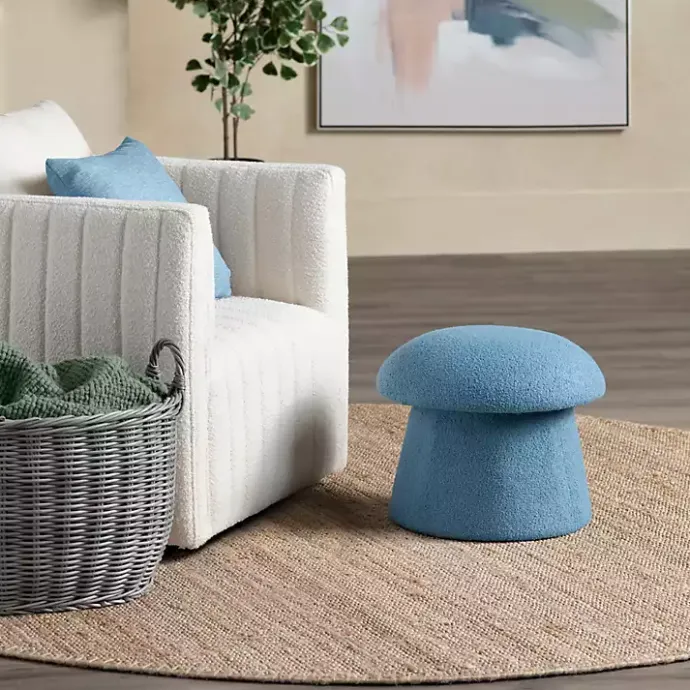 Sale Kirklands Home Indigo Boucle Mushroom Storage Ottoman Blue