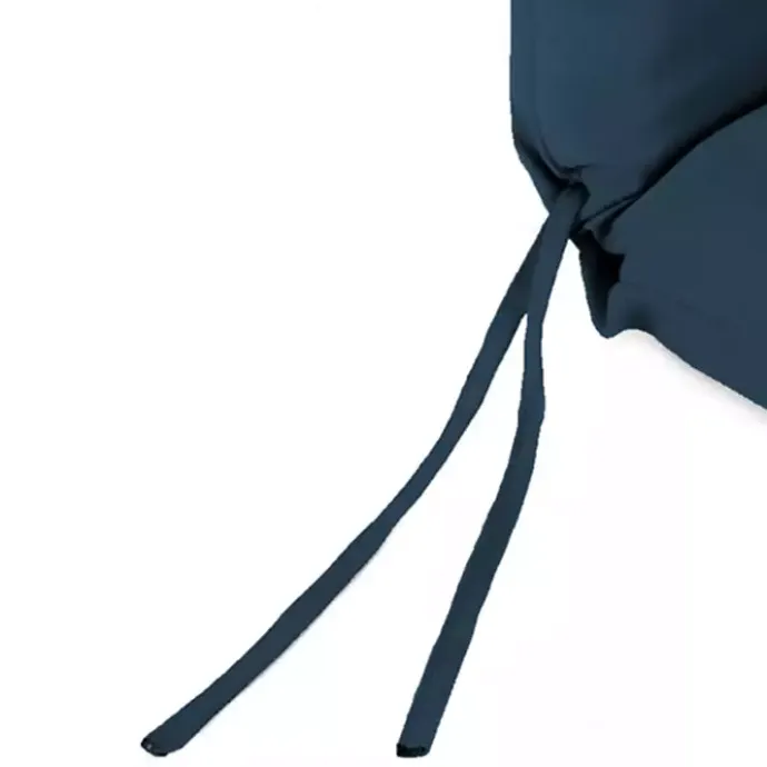 New Kirklands Home Indigo Canvas French Edge Outdoor Chair Cushion Blue