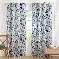 Kirklands Home Indigo Floral 2-pc. Curtain Panel Set, 96 in.