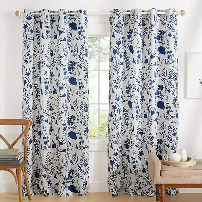 Kirklands Home Indigo Floral 2-pc. Curtain Panel Set, 96 in.