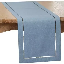 Discount Kirklands Home Indigo Hemstitch Border Table Runner Blue