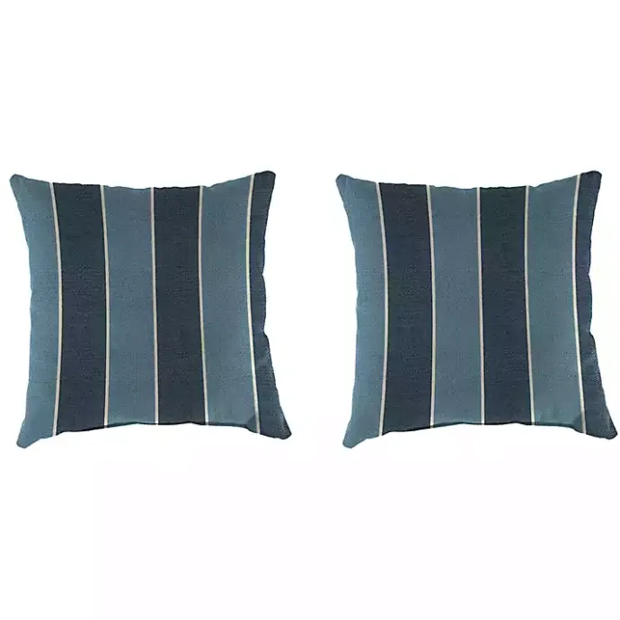 Best Kirklands Home Indigo Stripe Wickenburg Outdoor Pillows, Set of 2 Blue