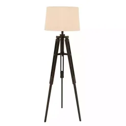 Hot Kirklands Home Industrial Tripod Wooden Floor Lamp Ivory